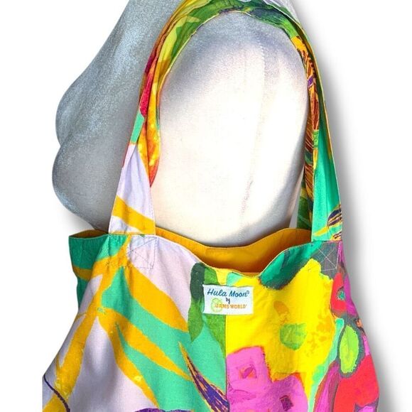 Hula Moon By Jams World Tropical Tote Bag Bright Multicolor Print Beach Vacation - Picture 3 of 13